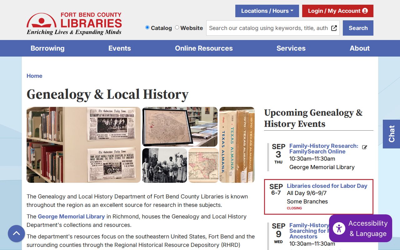 Fort Bend County city directory research at George Memorial Library
