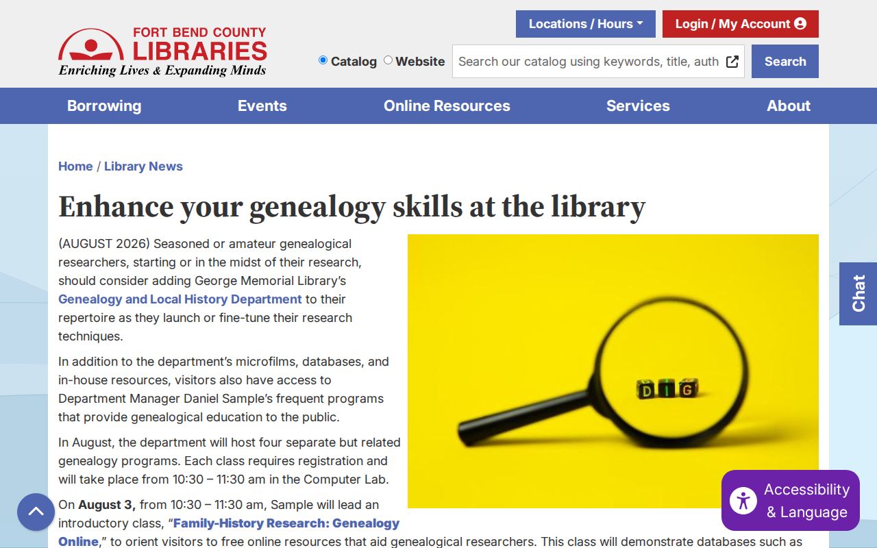 Fort Bend County city directory genealogy program information