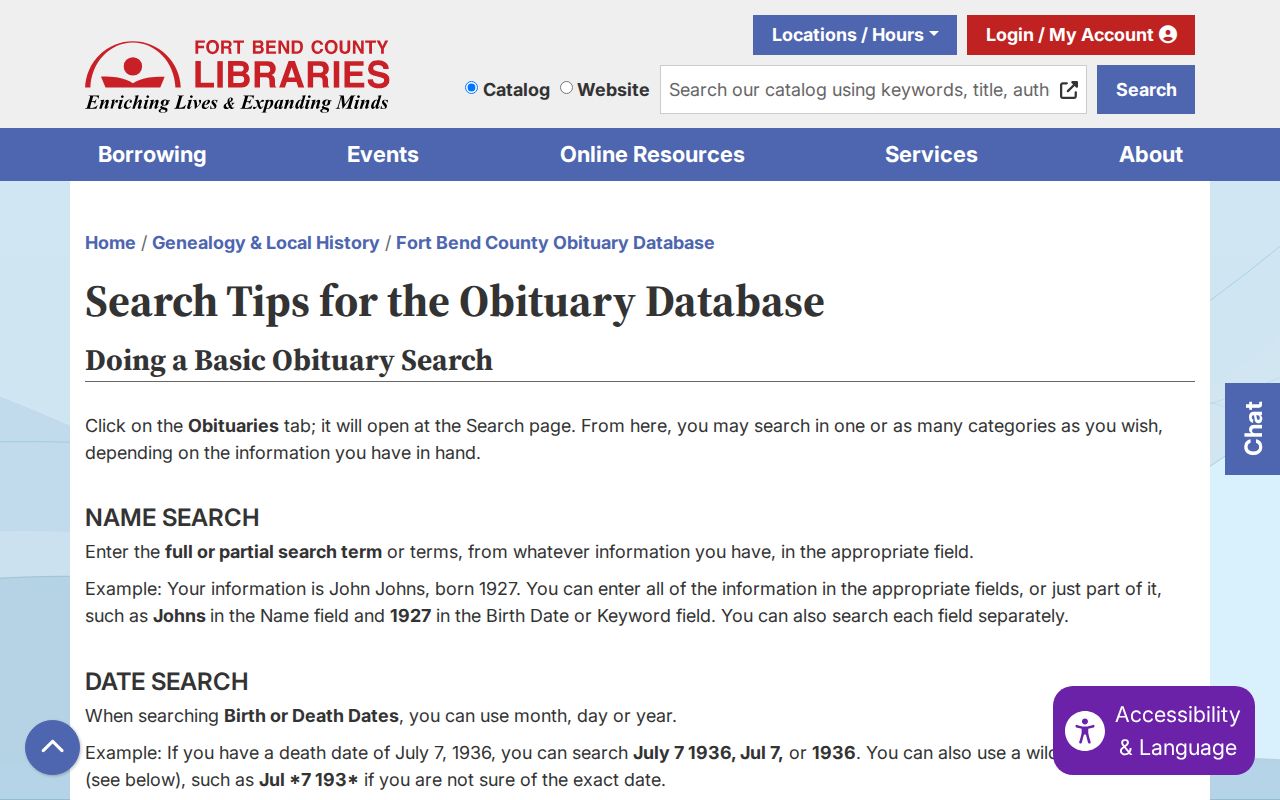 Fort Bend County city directory household research with obituary search tools