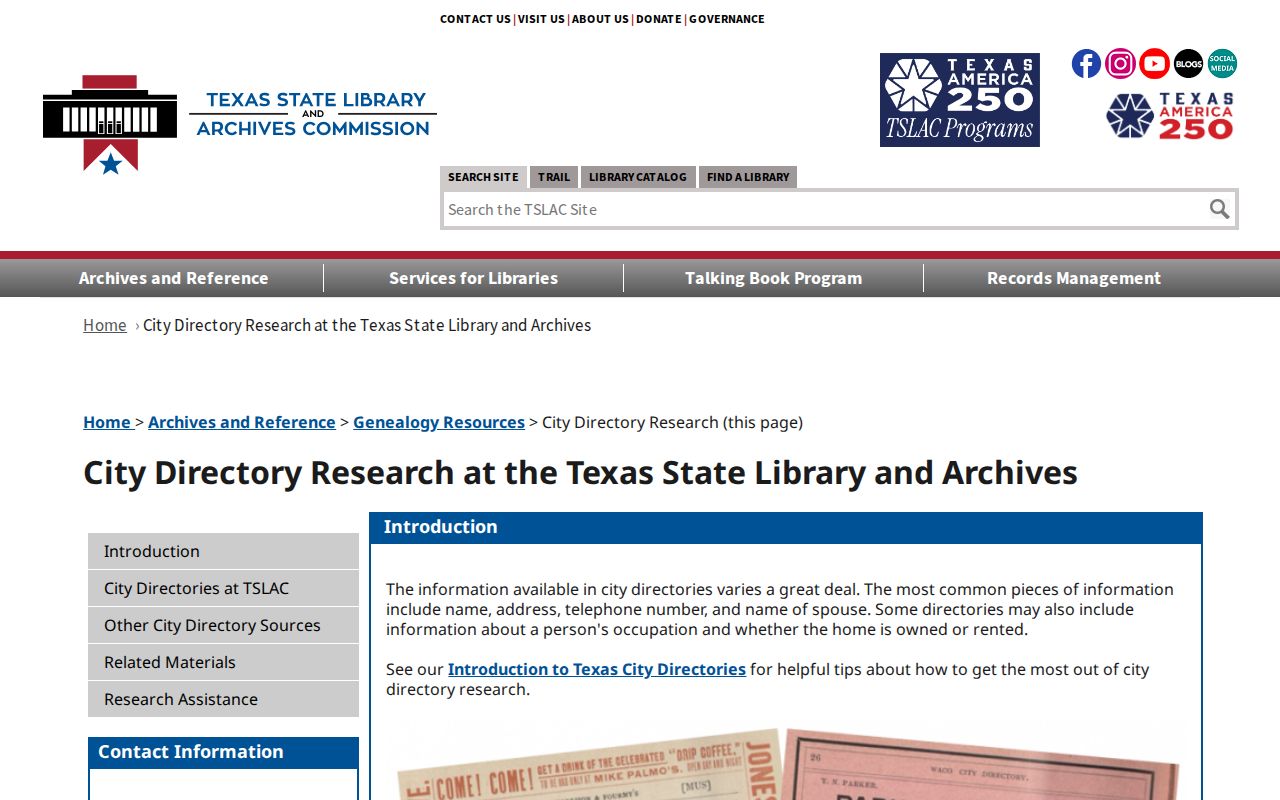 Fort Bend County city directory research using the Texas State Library guide