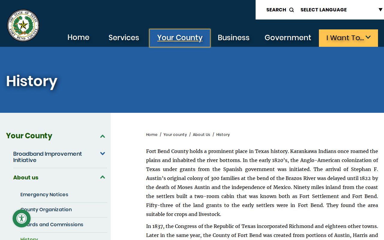 Fort Bend County residents directory county history source