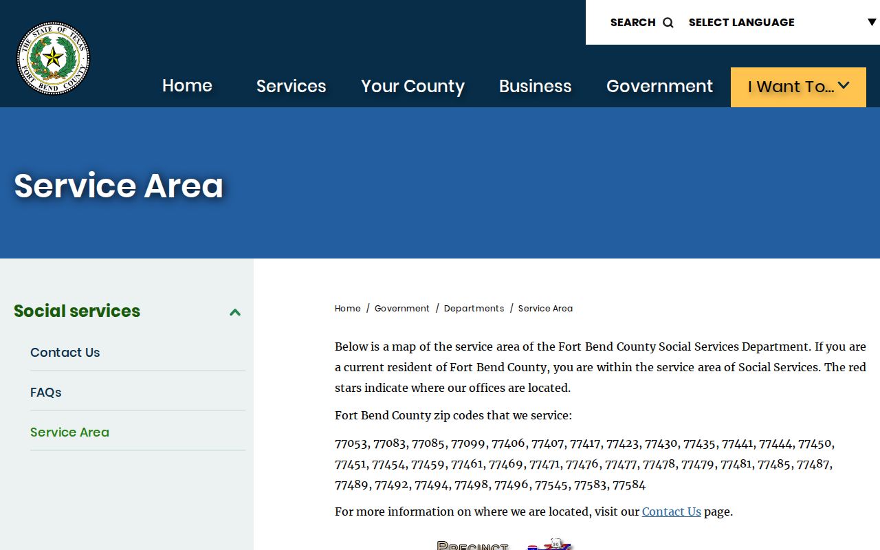 Fort Bend County residents directory service-area ZIP list